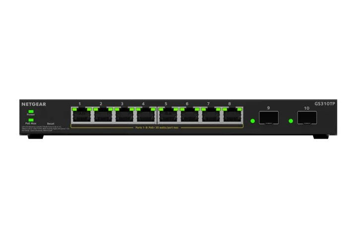 NETGEAR GS310TPv2 Géré L2/L3 Gigabit Ethernet (10/100/1000) Connexion Ethernet, supportant l'alimentation via ce port (PoE) Bureau Noir - vue 2