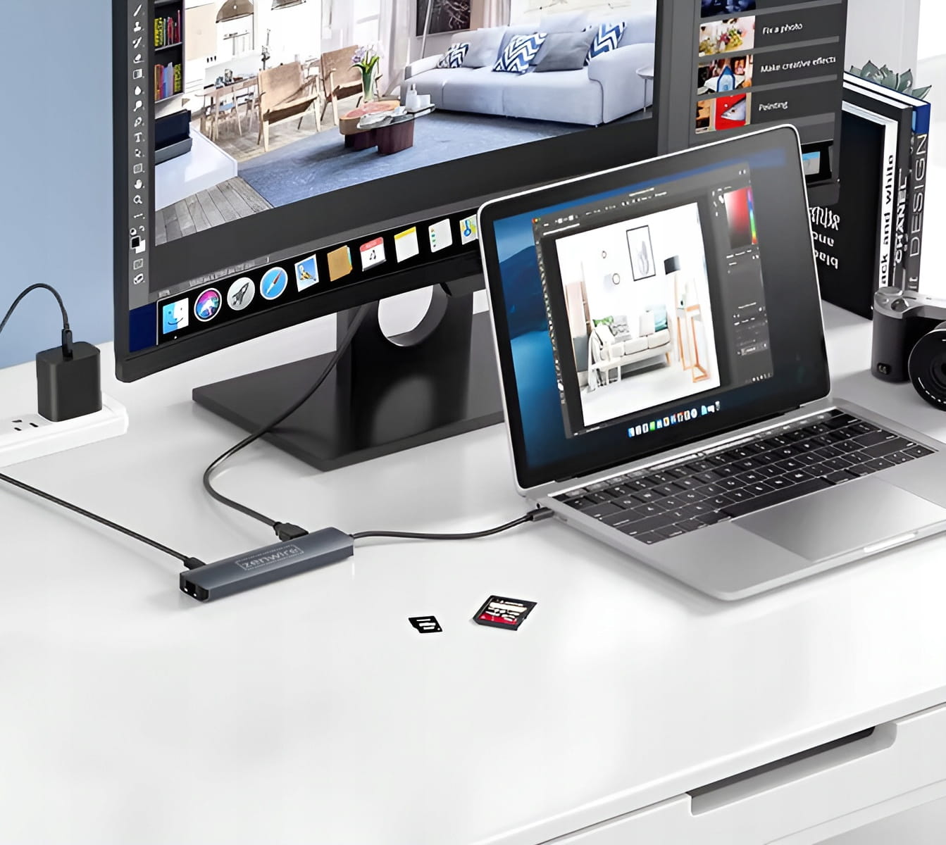 Adaptateur USB-C 8in1 HDMI 2.0 4K 60 Hz Gigabit Ethernet 1000 Mbps pour Macbook Pro Air M1 M2 M3 M4 Zenwire HUB81