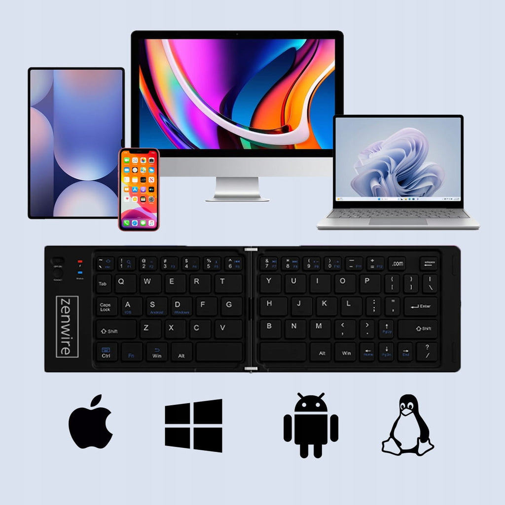 Mini-clavier Bluetooth pliable sans fil pour tablette et téléphone USB-C Zenwire WLK-610