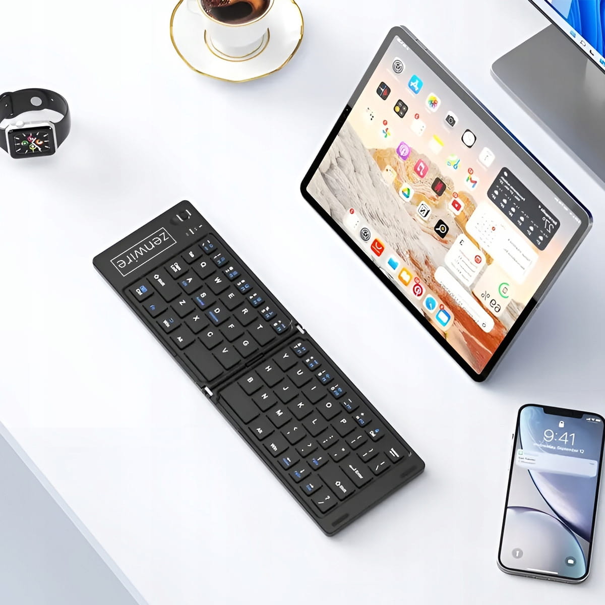Mini-clavier Bluetooth pliable sans fil pour tablette et téléphone USB-C Zenwire WLK-610