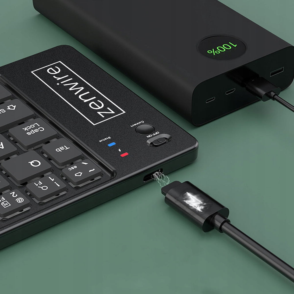 Mini-clavier Bluetooth pliable sans fil pour tablette et téléphone USB-C Zenwire WLK-610