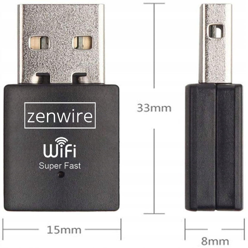 Carte réseau avec adaptateur WiFi USB externe 600 Mbps 5 GHz pour ordinateur Zenwire WD-AX302