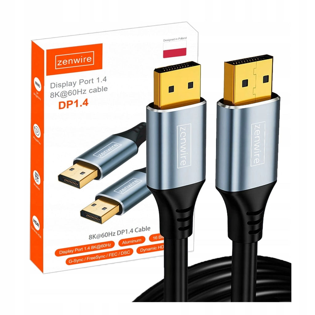 Câble DisplayPort 1.4 - Adaptateur pour moniteur 2K, 4K et 8K, 2 m, Zenwire ZC-15