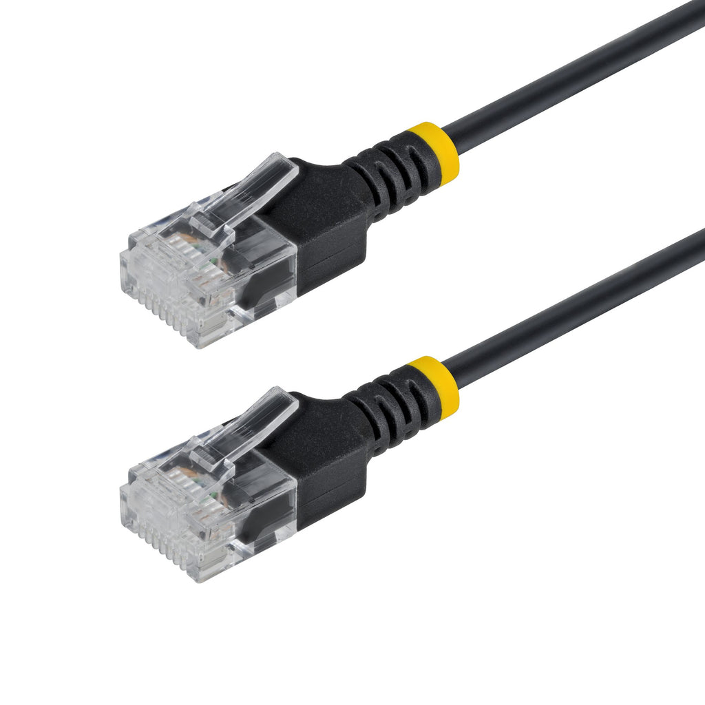 StarTech.com Câble Ethernet CAT6a Ultrafin Noir de 15cm, Sans Accroc, FTP, Fil de Cuivre Nu Pur, Cordon Patch Réseau RJ4