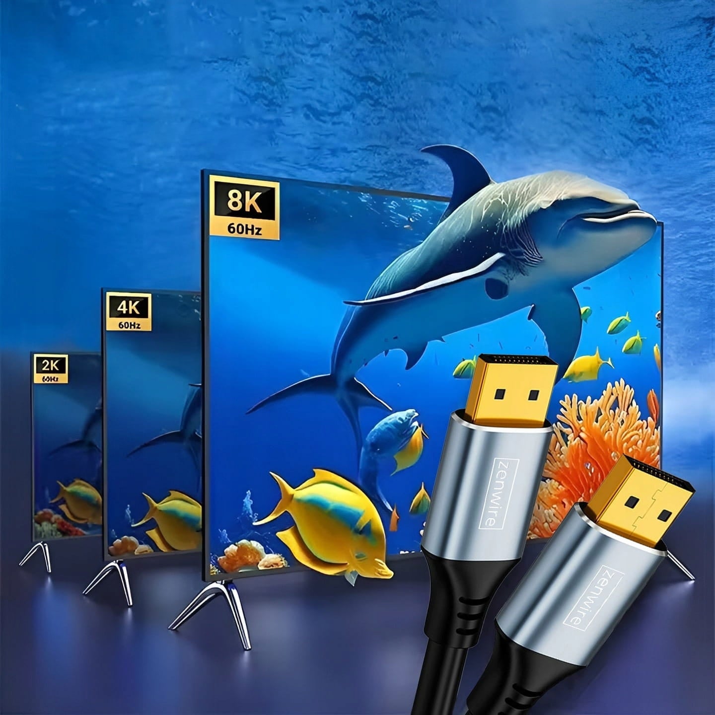 Câble DisplayPort 1.4 2K 4K 144 Hz 8K 60 Hz, de DisplayPort vers téléviseur, PC ou écran, 3 m, Zenwire ZC-14