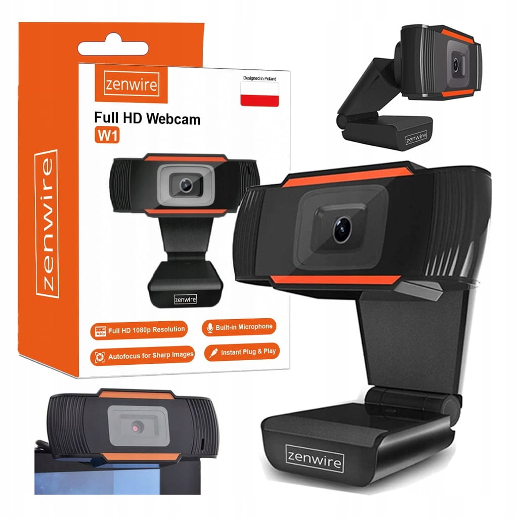 Caméra web FULL HD 1080p avec microphone pour les appels Skype et les conférences, modèle Zenwire W1