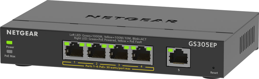 NETGEAR GS305EP Switch Gigabit Ethernet Géré L2/L3, 5 Ports RJ-45, PoE, Noir