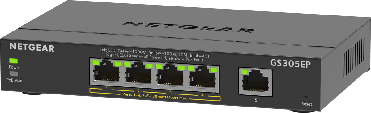 NETGEAR GS305EP Switch Gigabit Ethernet Géré L2/L3, 5 Ports RJ-45, PoE, Noir