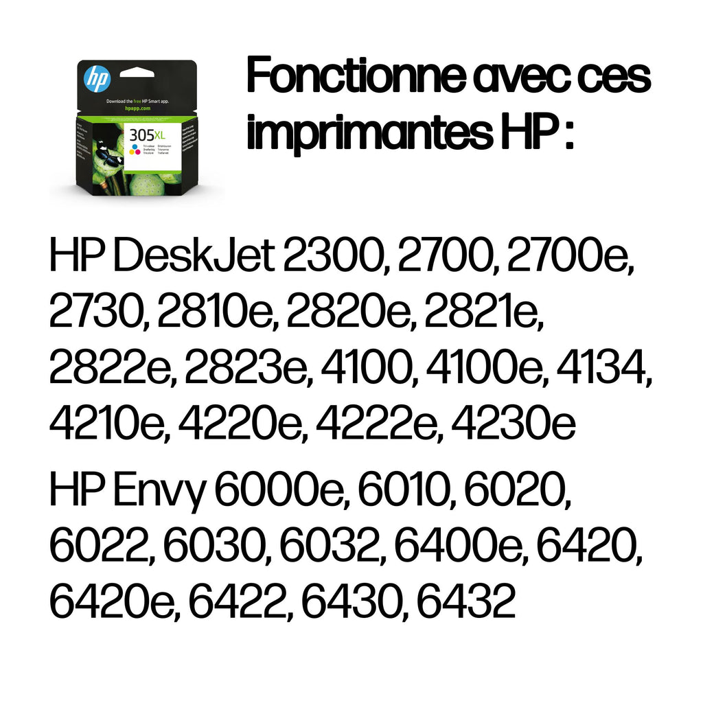 HP Tinteiro Original 305XL Tricolor de elevado rendimento