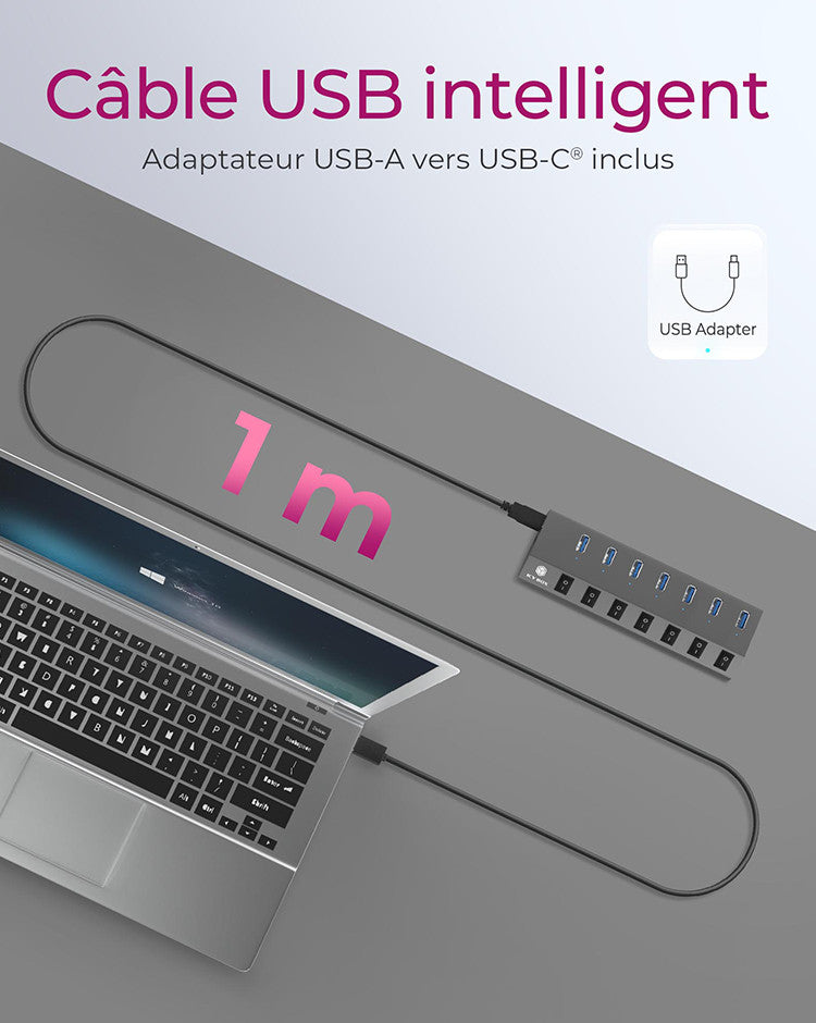 ICY BOX IB-HUB1701-C3 USB 3.2 Gen 1 (3.1 Gen 1) Type-B 5000 Mbit/s Anthracite - vue 5
