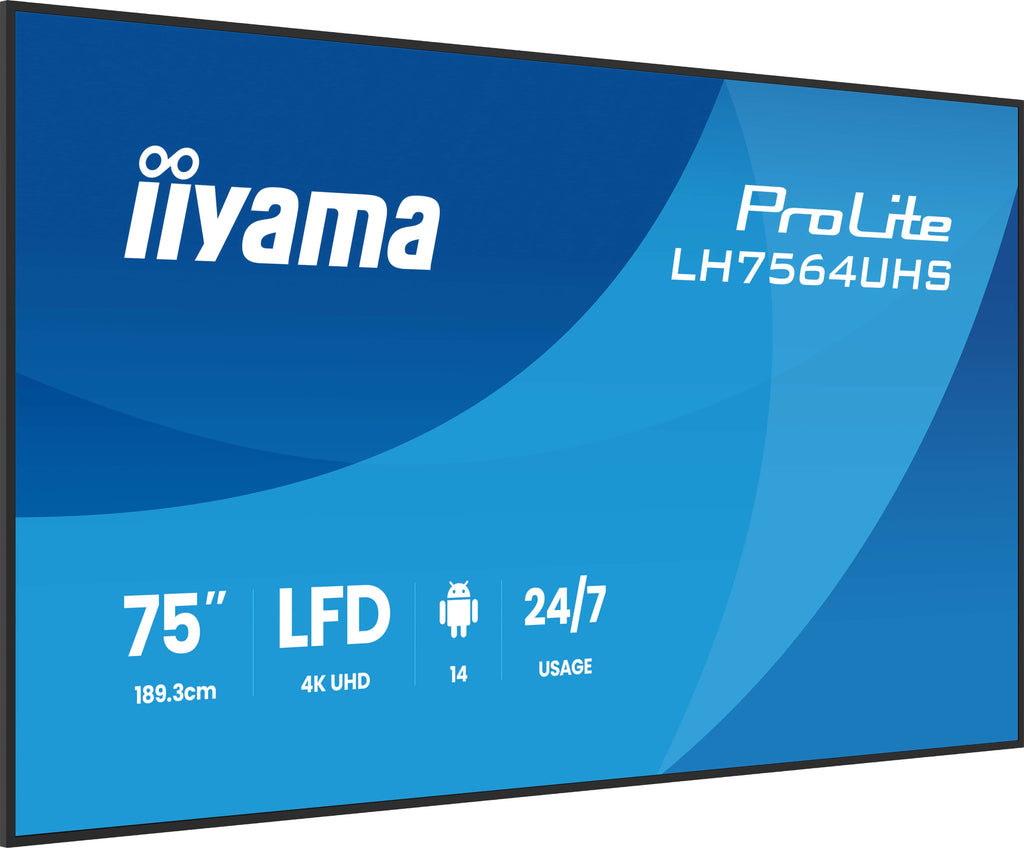 iiyama LH7564UHS-B1AG Écran d'affichage dynamique Écran plat de signalisation numérique 190,5 cm (75") Wifi 500 cd/m² 4K Ultra HD Noir Intégré dans le processeur Android 24/7 - vue 4