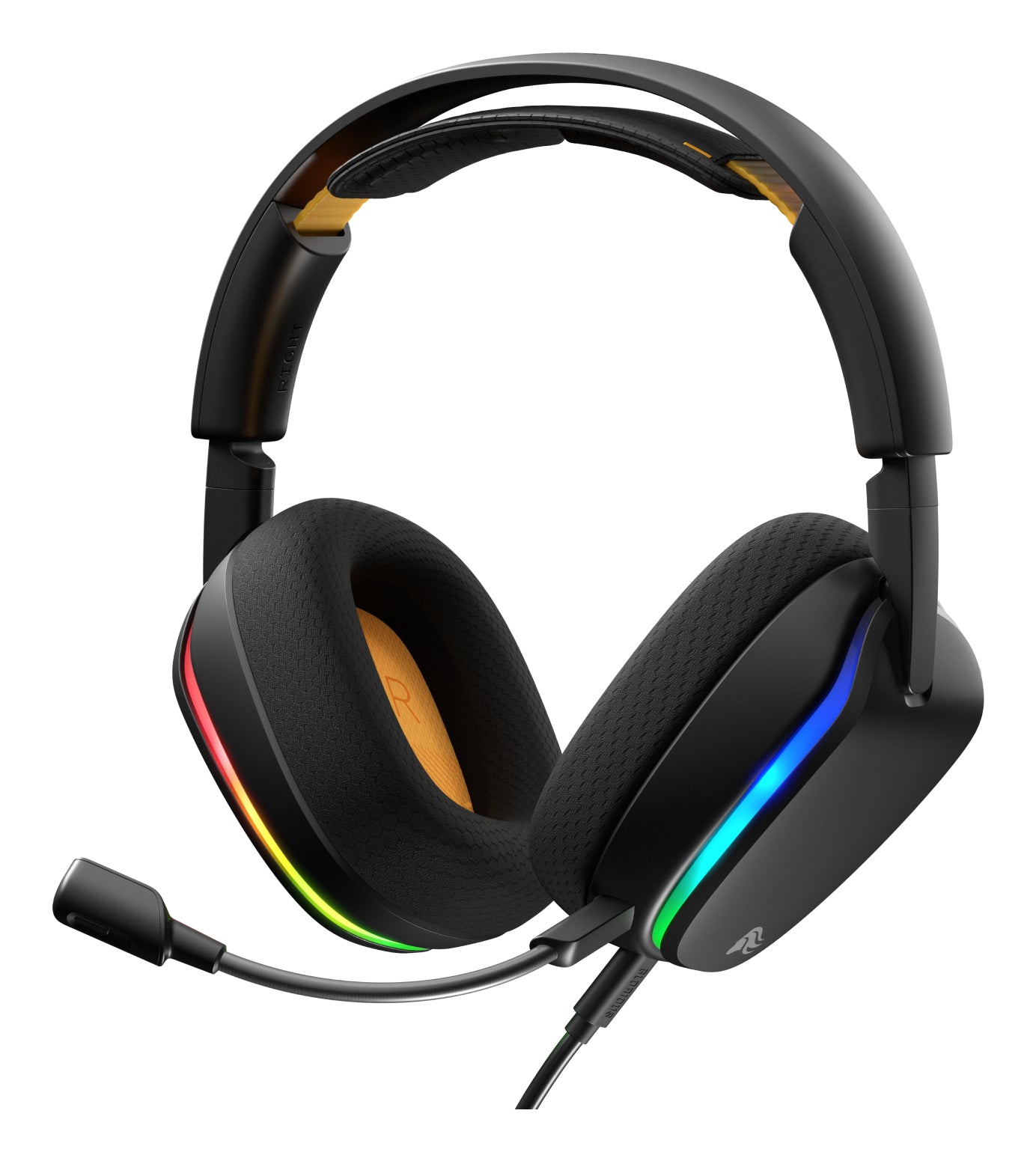 Glorious Gaming Glorious GHS Eternal RGB - Casque gaming stéréo RGB pour PC, PS5, PS4, Switch. Transducteurs inclinés sur mesures, micro détachable USB-C haute-clarté ajustable. Résistant, confort longue durée. Noir