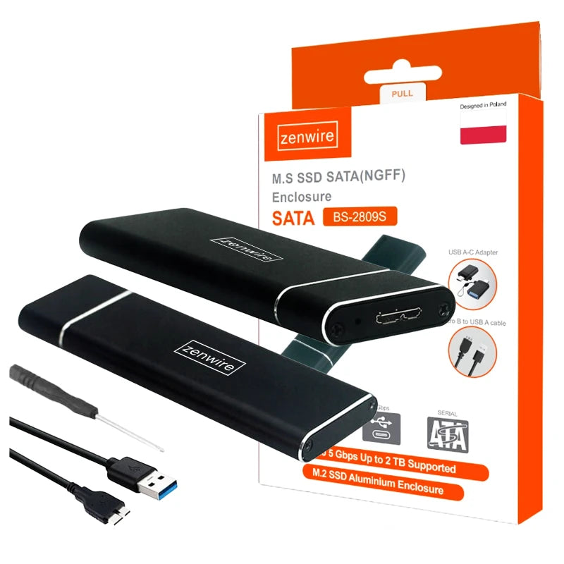 Adaptateur SSD M.2 USB 3.0 NGFF avec boîtier M.2 SATA Zenwire BS-2809S