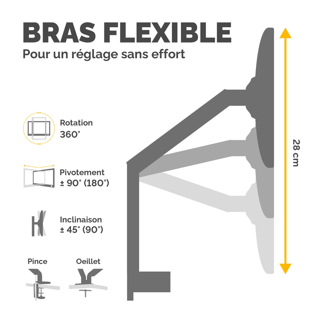 Fellowes Platinum Series Bras porte-écran simple - Blanc - vue 4