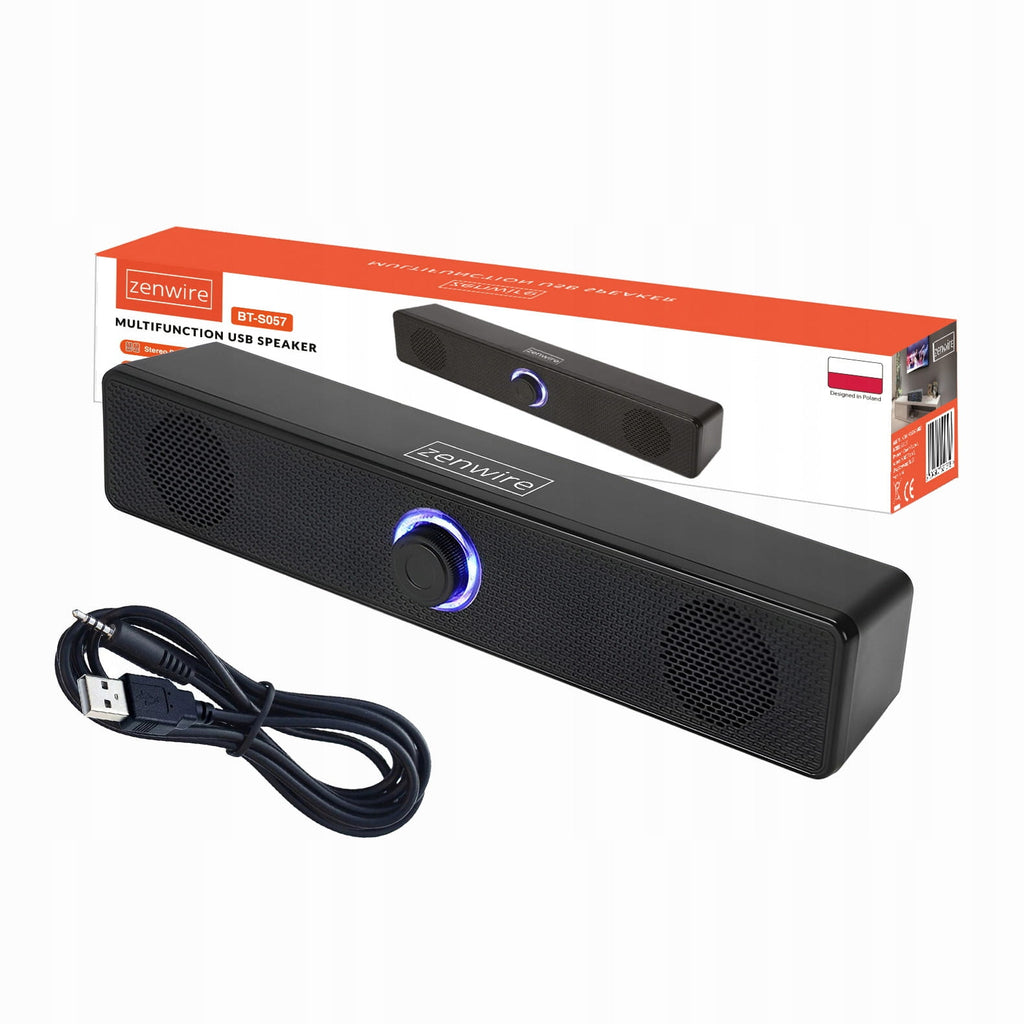 Mini barre de son Enceintes d'ordinateur 2.0 USB pour ordinateur portable ou PC LED 18 W Zenwire BT-S057