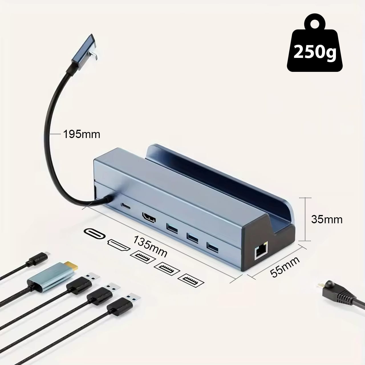Station d'accueil Steam Deck DOCK ROG ALLY DEX 6-en-1 HUB USB-C HDMI 4K Ethernet Zenwire  HUB62