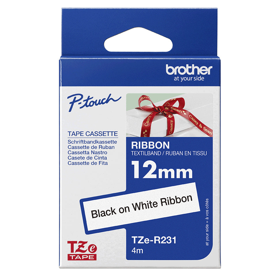 Brother TZE-R231 ruban d'étiquette Noir sur blanc