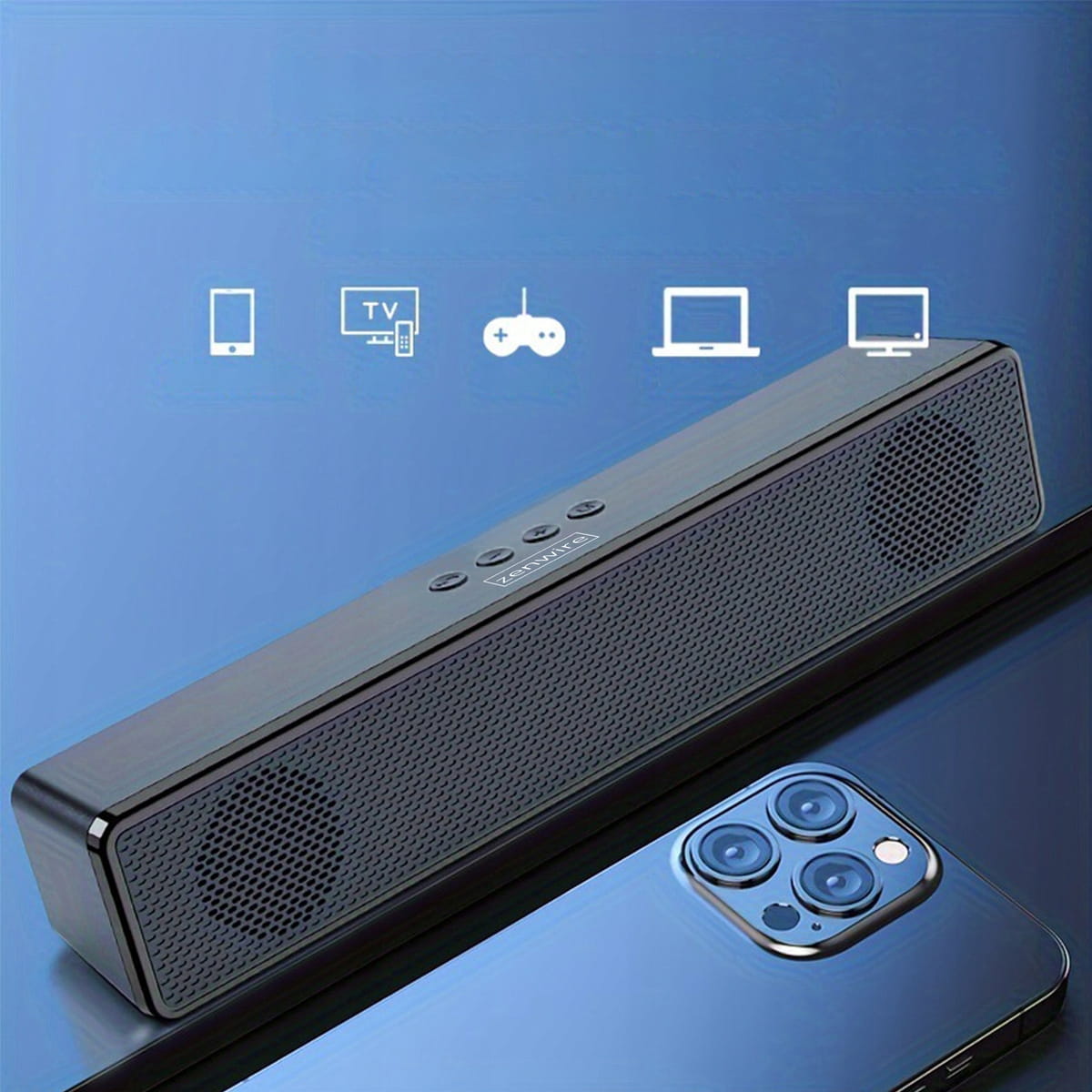 Mini barre de son, enceinte portable Bluetooth sans fil, radio FM, SD, USB, AUX, Zenwire BT-S058