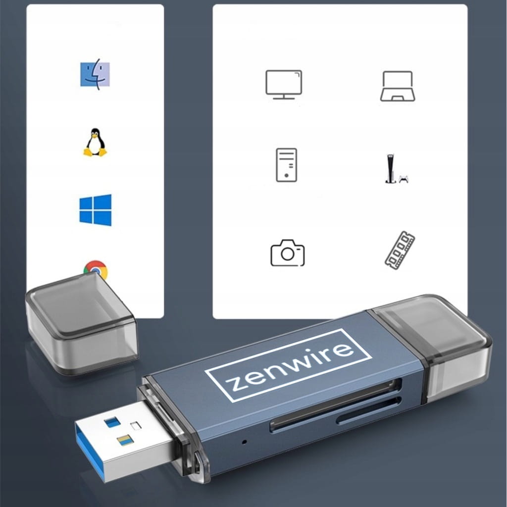 Adaptateur USB 3.0 USB-C 4in1 SD + MICRO SD TF 5 Gb/s jusqu'à 2TB BYL-2218TU Lecteur de cartes mémoire SD