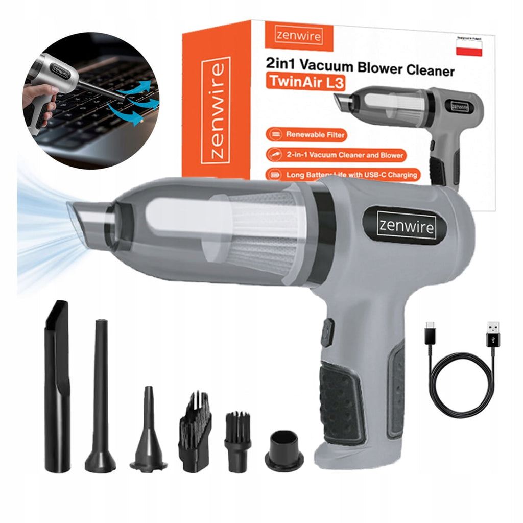 Aspirateur de voiture sans fil 2-en-1 avec souffleur à air comprimé Zenwire TwinAir L3