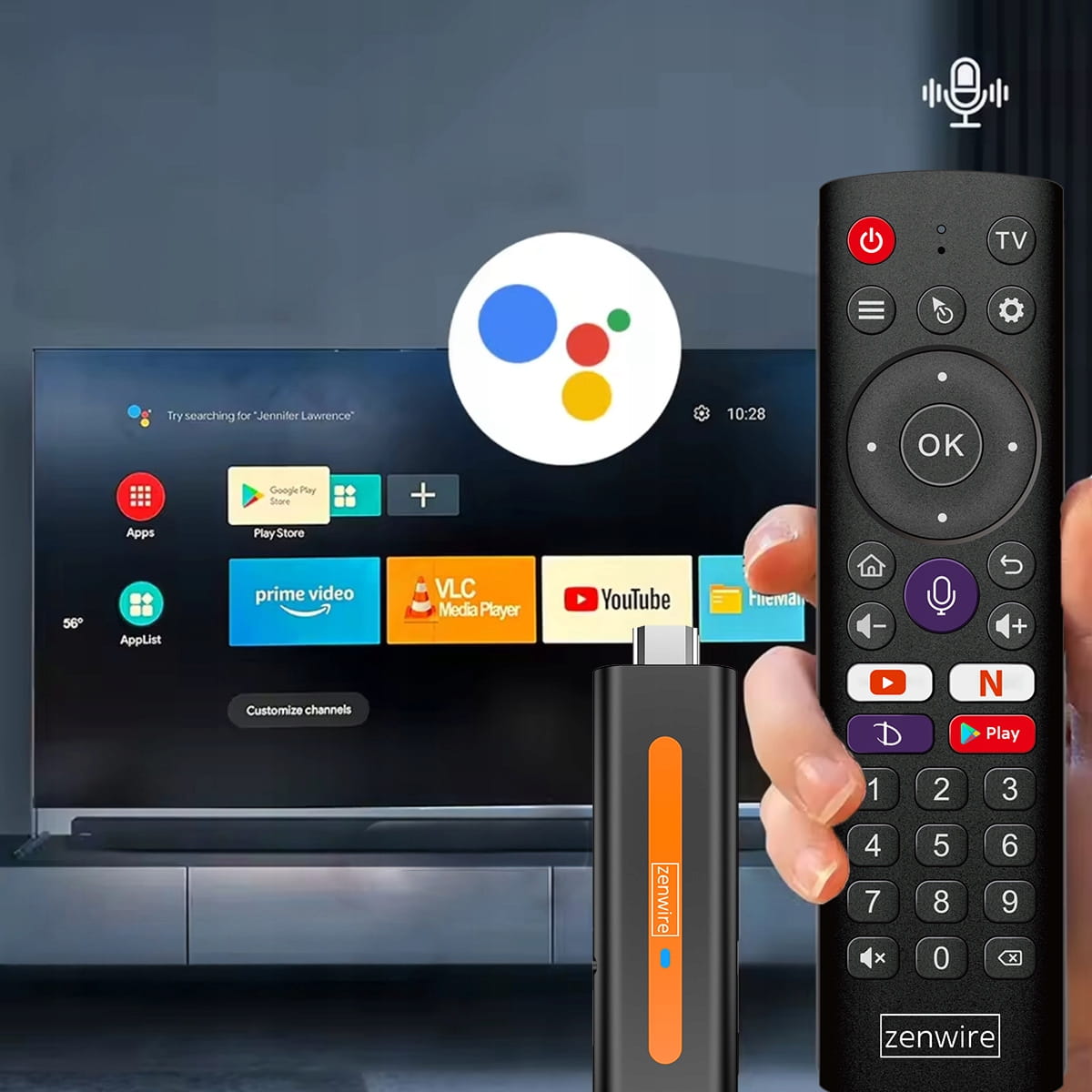 Lecteur multimédia, boîtier Android 14, Smart TV Stick Box WiFi 2/16, ZENWIRE Zencast TV98 H618