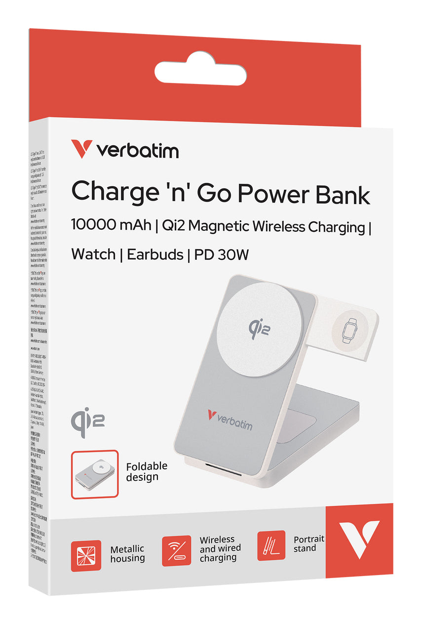 Verbatim 32296 banque d'alimentation électrique Lithium Polymère (LiPo) 10000 mAh Recharge sans fil Blanc