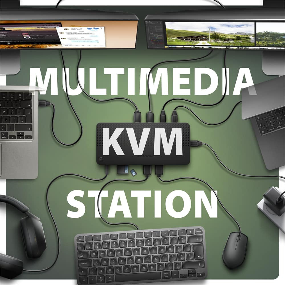 *HMC-DL-KVM USB hub 12in 1 10Gbps 2xHDMI DP GLAN