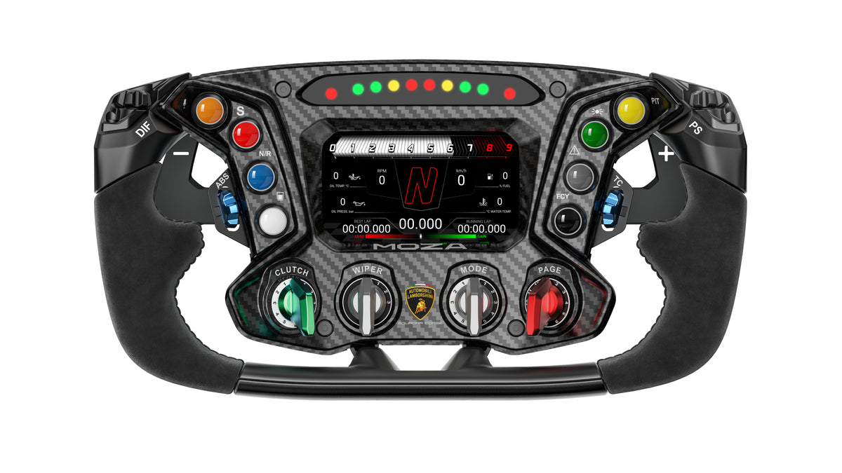 Roue de Course Moza Racing RS070 pour Simulateur de Vol et Course, Aluminium et Fibre de Carbone, Noir