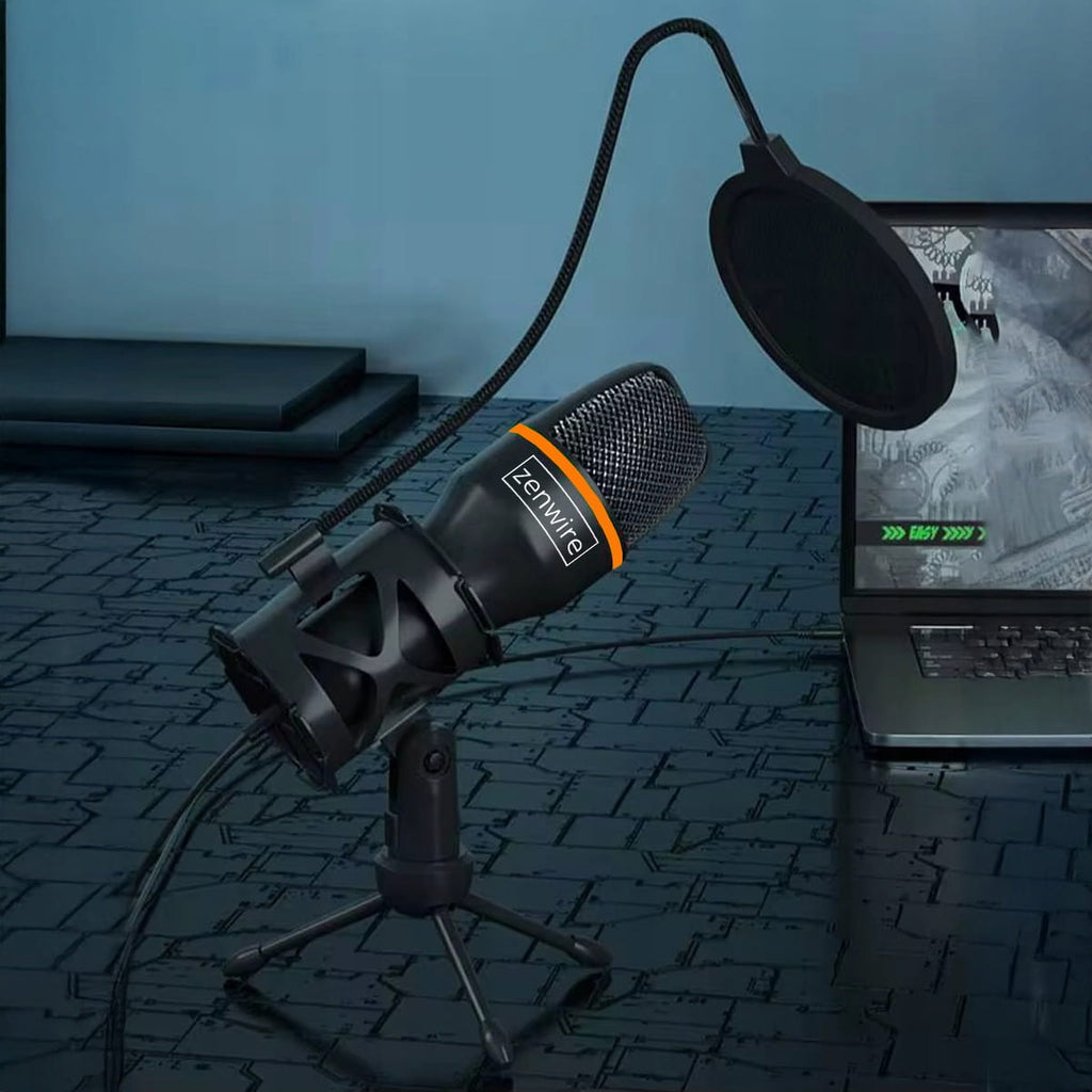 Microphone à condensateur de studio pour PC gaming, RGB, USB-C, USB 3.0, Zenwire ME4