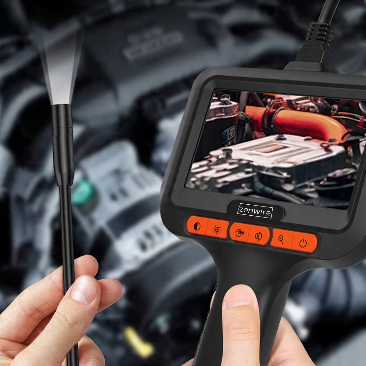 Caméra d'inspection endoscopique d'atelier avec écran IPS pour tuyaux, USB-C, 5 m, Zenwire T42