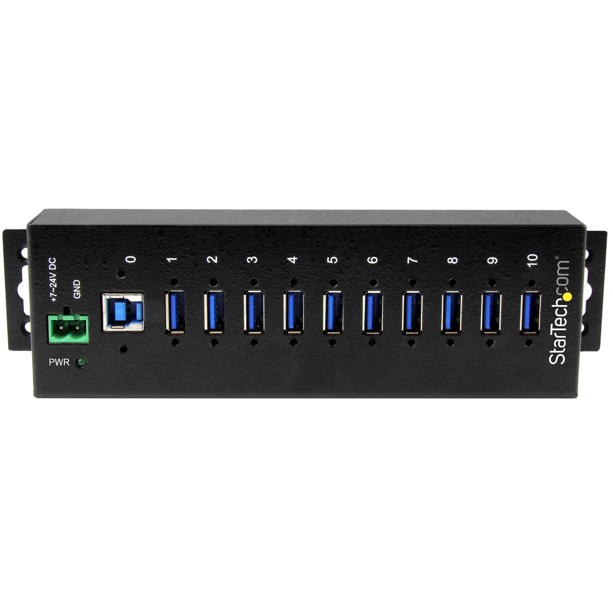 StarTech.com Concentrateur USB 3.0 10 ports - 5Gbps - Concentrateur USB-A industriel en métal avec protection contre les décharges électrostatiques et les surtensions - Montage sur rail DIN, mur ou bureau - Concentrateur d'extension USB conforme à la