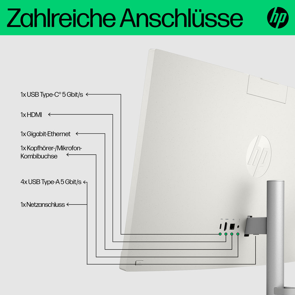 HP All-in-One Touch PC 24-cr0241ng, Écran Tactile 60,5 cm (23,8"), Intel Core i3 N300, 8GB RAM, 512GB SSD, Windows 11