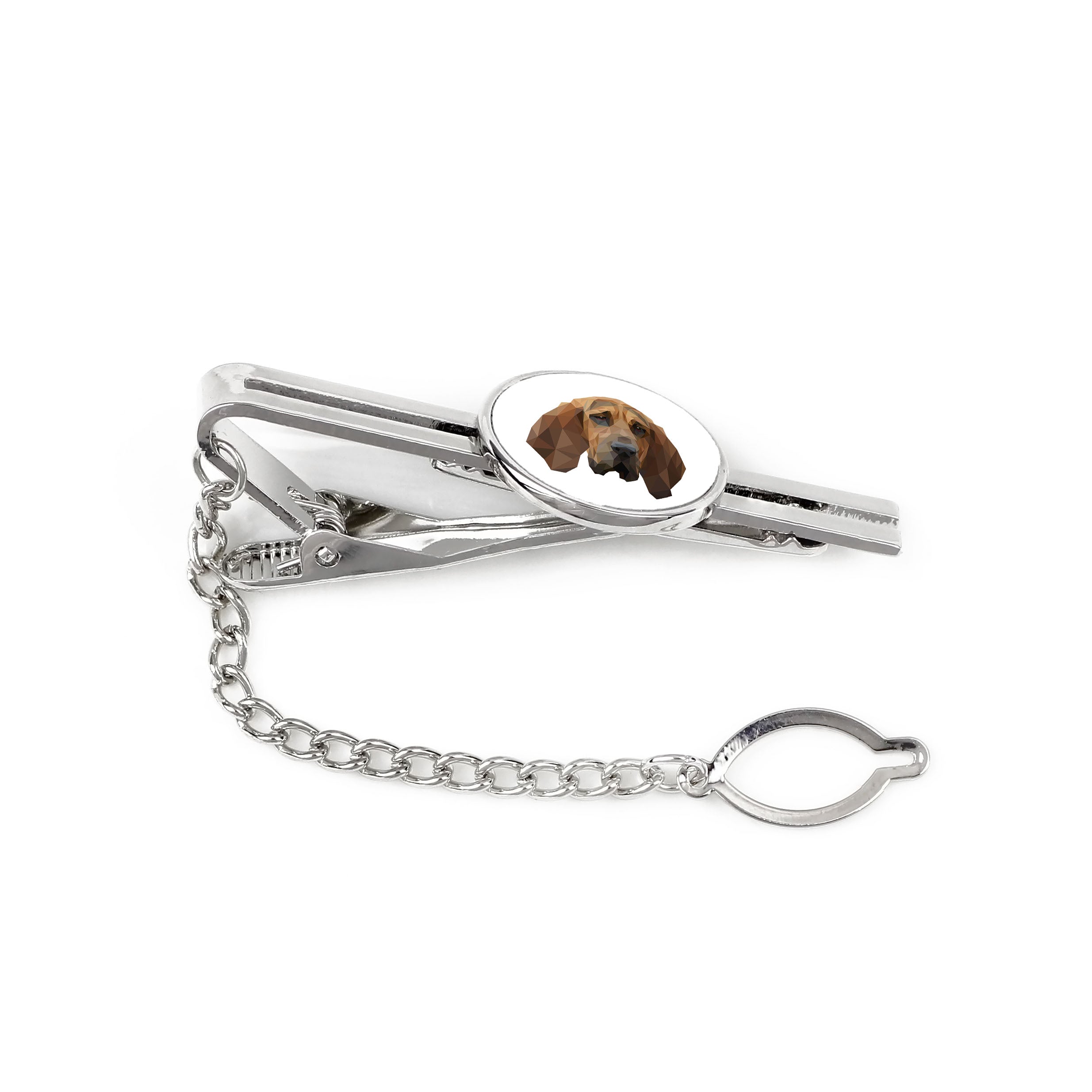 Bloodhound, St. Hubert Hound, Sleuth-hound - geometric tie clip with a picture and inscription from Art-Dog