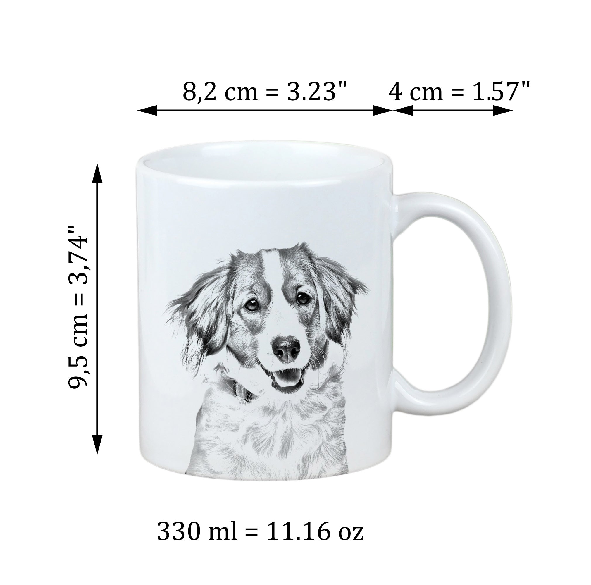 Kooikerhondje - cup with a dog, cute cup with graphics, a gift with your photo from the Art-Dog brand