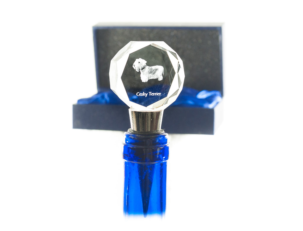Cesky Terrier, Czech Terrier, Bohemian Terrier - Bottle stopper, crystal wine stopper with photo, personalised gift for bartender by Art-Dog brand
