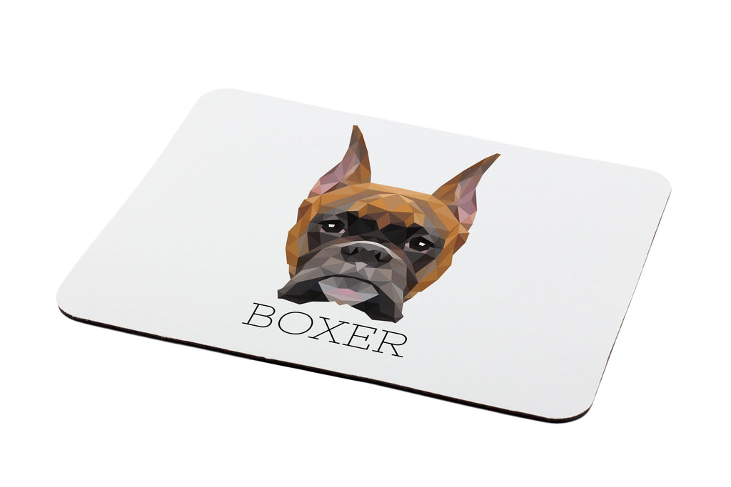 Boxer, German Boxer I - geometric mouse pad with a picture and text by Art-Dog