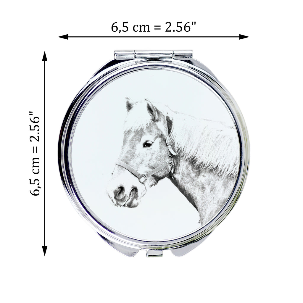 Haflinger Fohlen - pocket mirror with a horse, personalized mirror for a purse, compact mirror with Art-Dog brand print