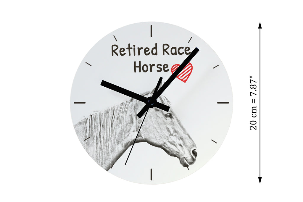 Retired Race Horse - wall clock with a horse, shelf clock with a print, personalized home decoration from the Art-Dog brand