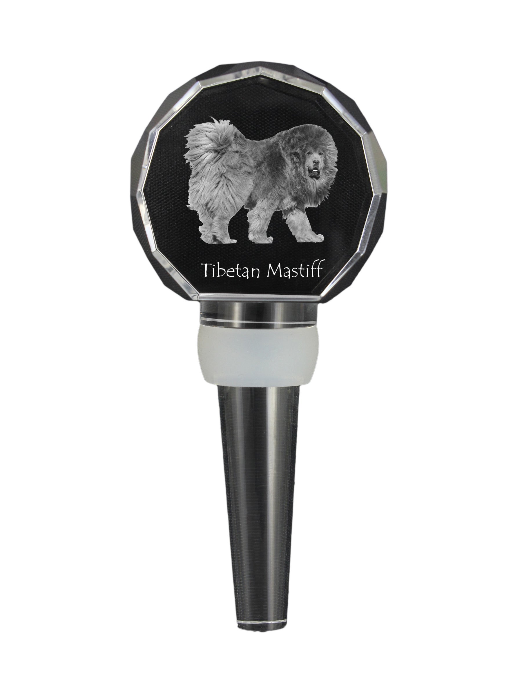 Tibetan Mastiff, Do khyi - Crystal bottle stopper, unique wine stopper with photo, personalised gift for sommelier by Art-Dog brand