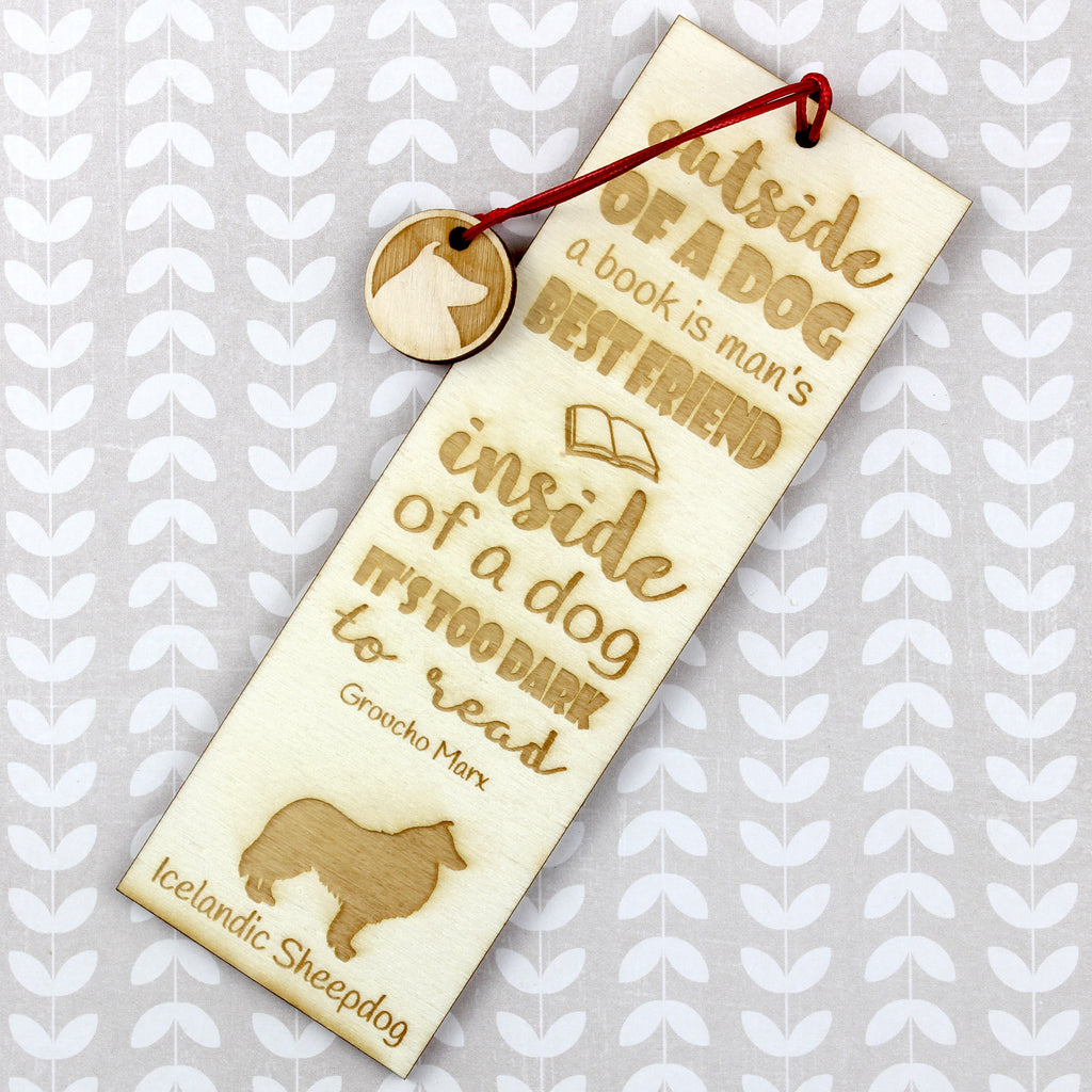 Icelandic Sheepdog, Icelandic Spitz, Iceland Dog - dog bookmark, personalized bookmark, gift for bookworm from Art-Dog brand