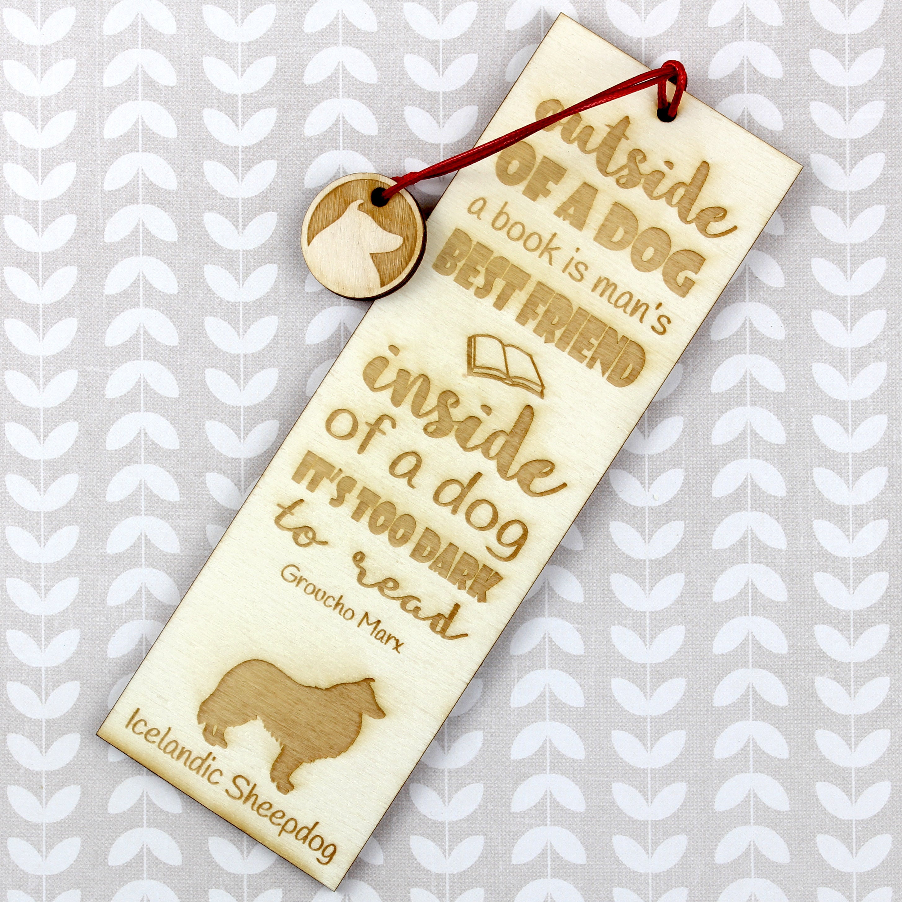 Icelandic Sheepdog, Icelandic Spitz, Iceland Dog - dog bookmark, personalized bookmark, gift for bookworm from Art-Dog brand