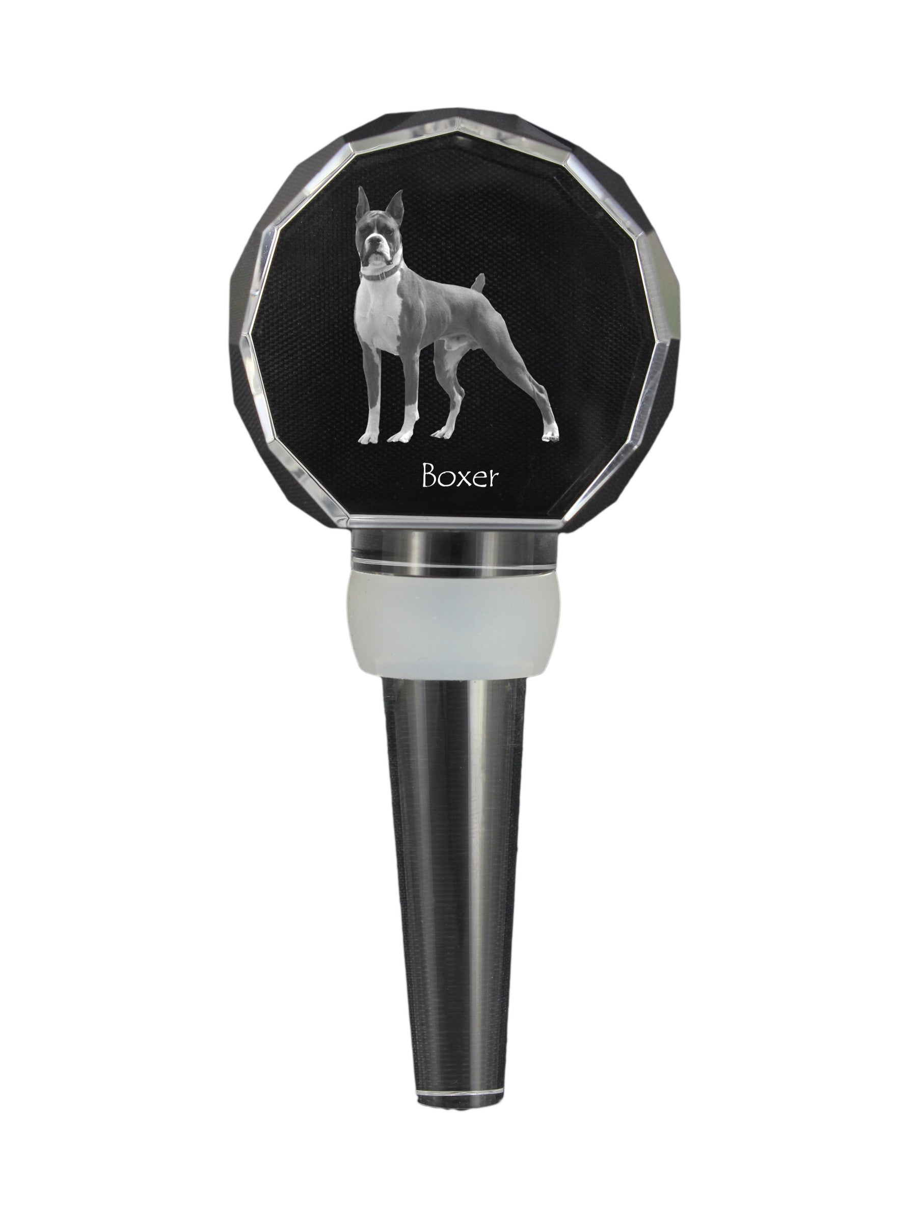Boxer, German Boxer III - Crystal bottle stopper, unique wine stopper with photo, personalised gift for sommelier by Art-Dog brand