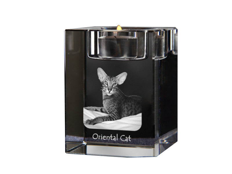 Oriental - Candle holder with cat photo, crystal tealight holder, personalised gift by Art-Dog brand