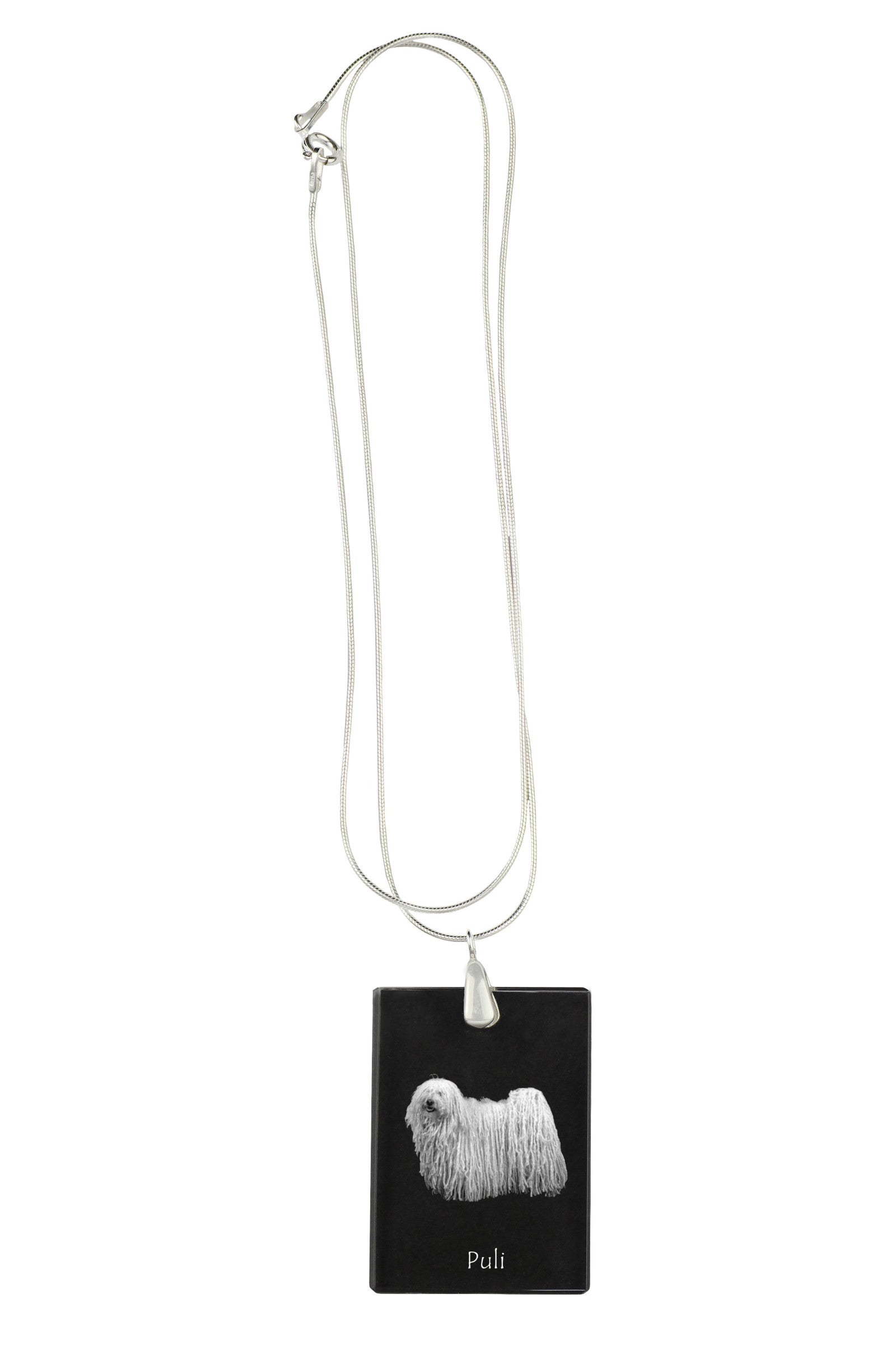 Puli, Hungarian Water Dog - Crystal pendant with dog, silver necklace with photo, personalised pendant by Art-Dog brand