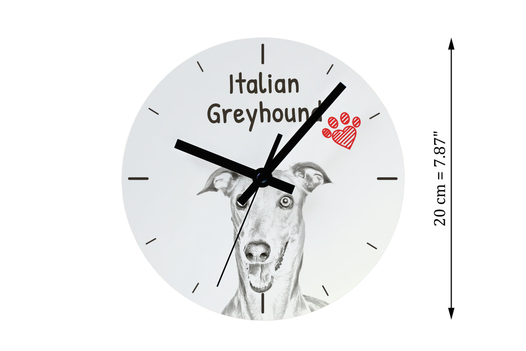 Italian Greyhound, Italian Sighthound - wall clock with a dog, shelf clock with a print, personalized home decoration from the Art-Dog brand