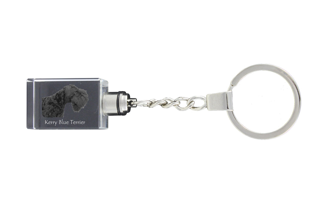 Kerry Blue Terrier, Irish Blue Terrier - Crystal key ring with dog photo, illuminated key ring, unique gift by Art-Dog brand