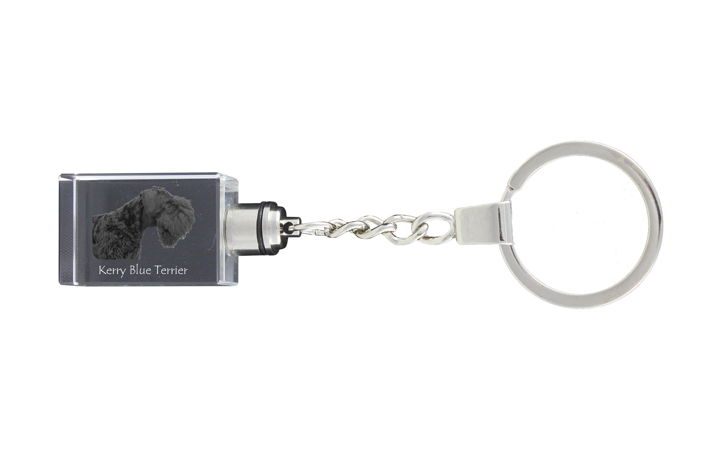 Kerry Blue Terrier, Irish Blue Terrier - Crystal key ring with dog photo, illuminated key ring, unique gift by Art-Dog brand