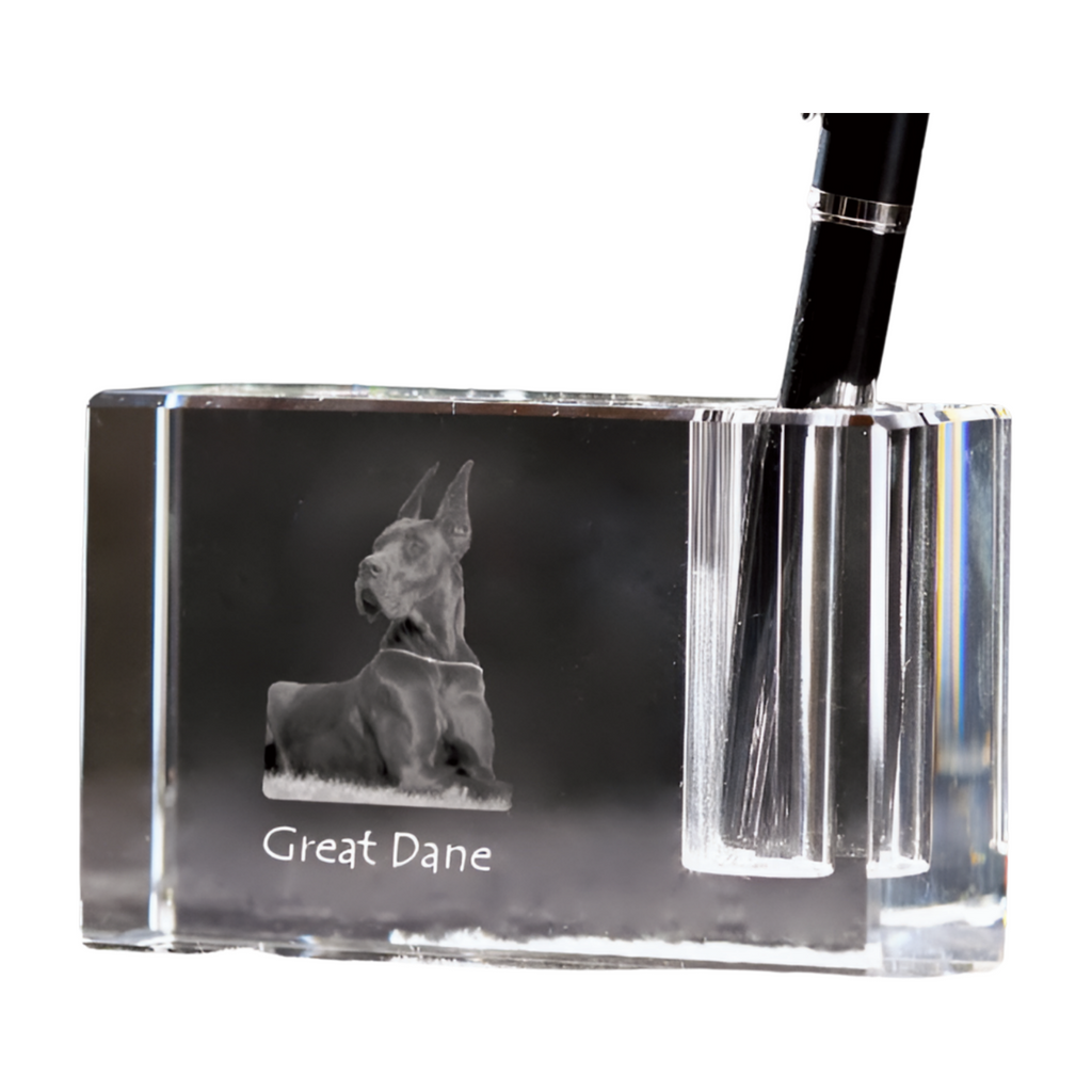 Great Dane I - Pen stand, crystal organiser with dog photo, unique desk decoration by Art-Dog brand