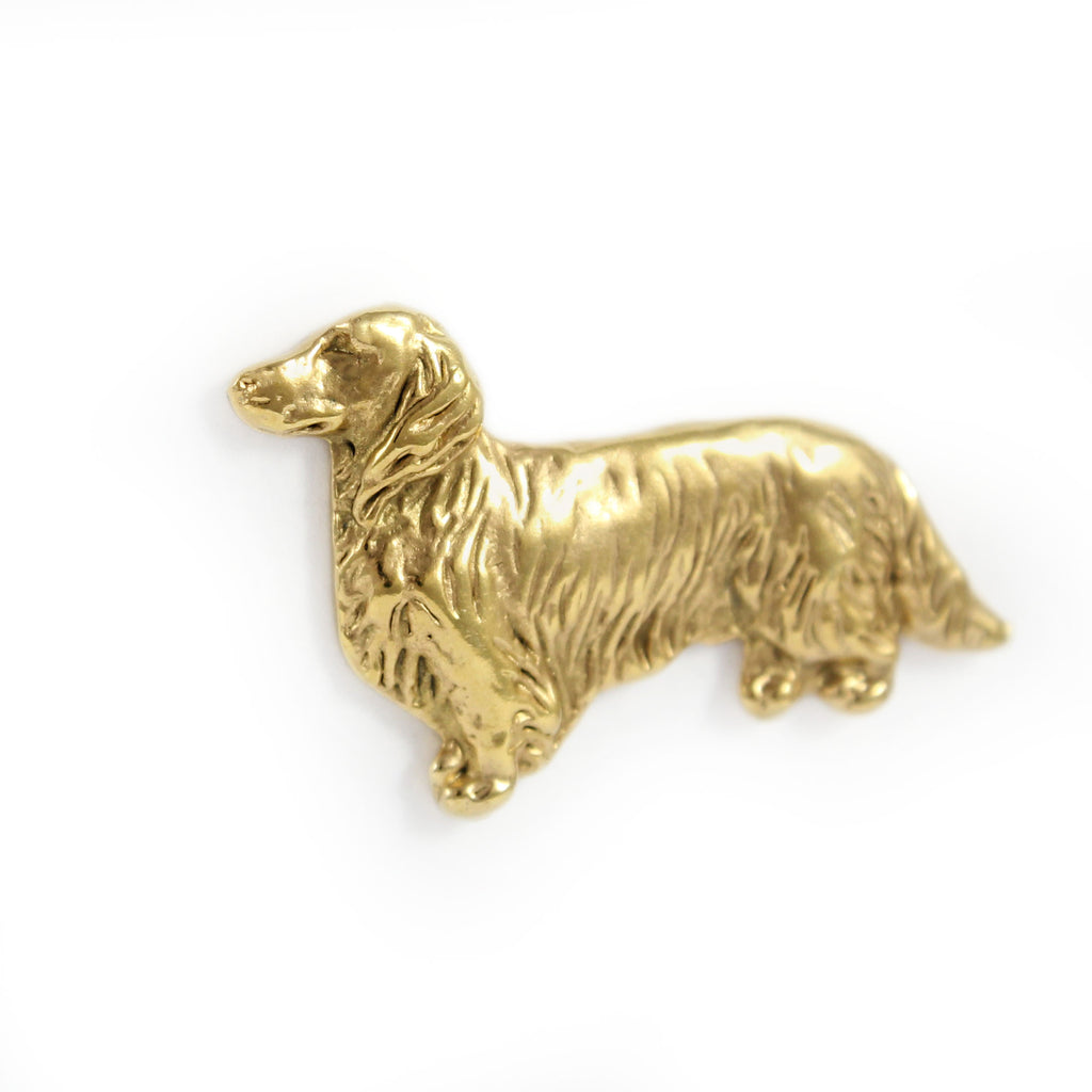 Dachshund III - gold-plated pin brooch, elegant dog ornament, unique pin by Art-Dog brand