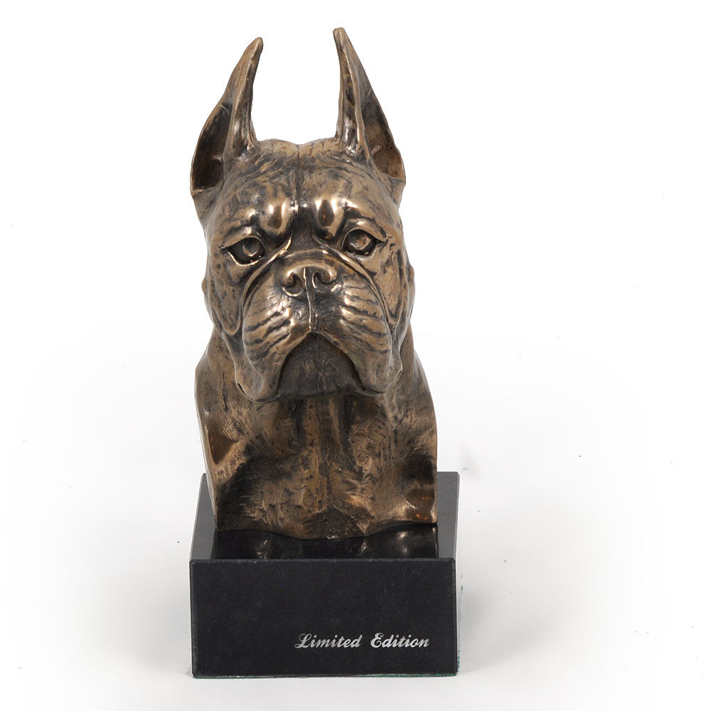 Boxer, German Boxer I - Dog statue, bust on stone base, sculpture, trophy for dog show by Art-Dog brand